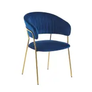 Krzesło tapicerowane niebieski nogi złoty K4-FX